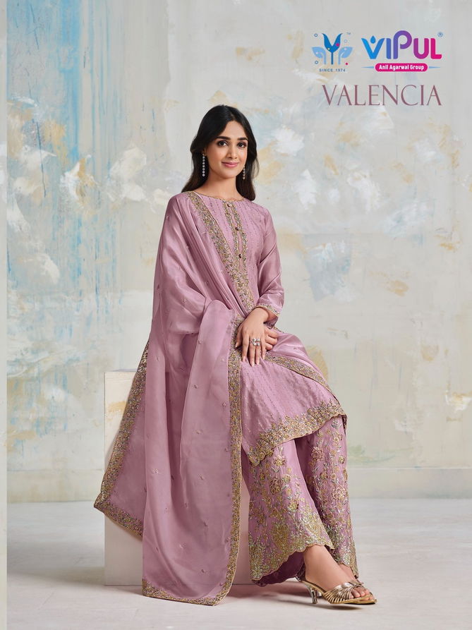 Valencia By Vipul Organza Heavy Designer Salwar Suits Catalog